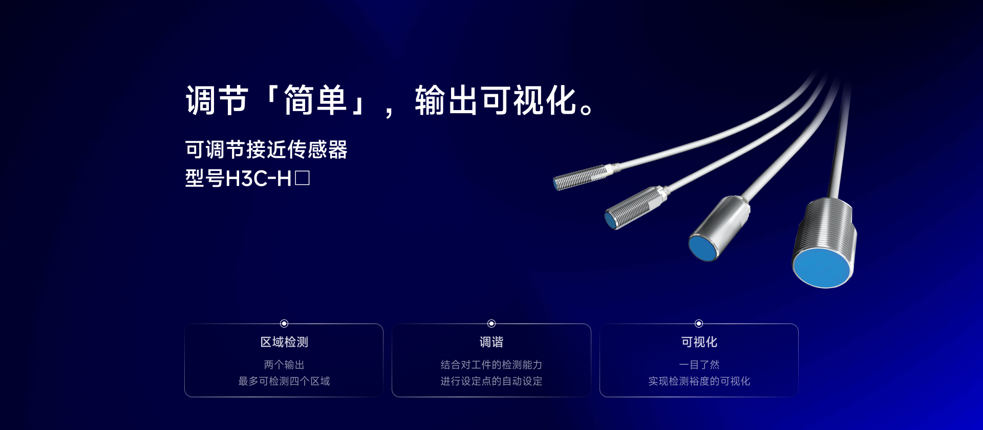 “简单”调整，输出可视化。可调节接近传感器型H3C